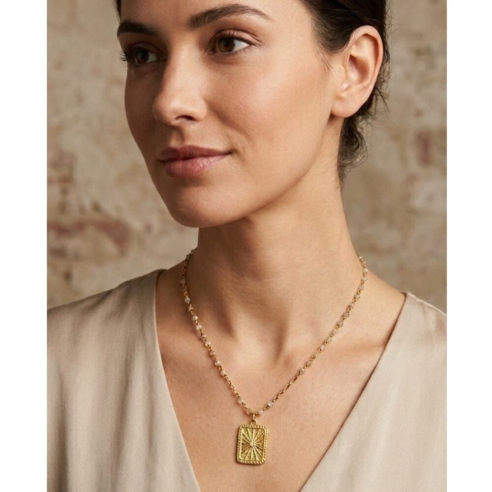 Handmade 10kt gold plated sunburst necklace